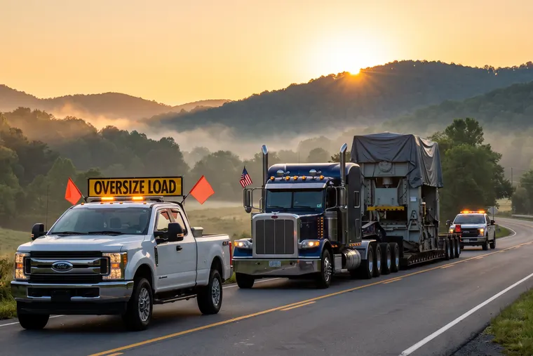 Pilot car leading an oversize convoy
