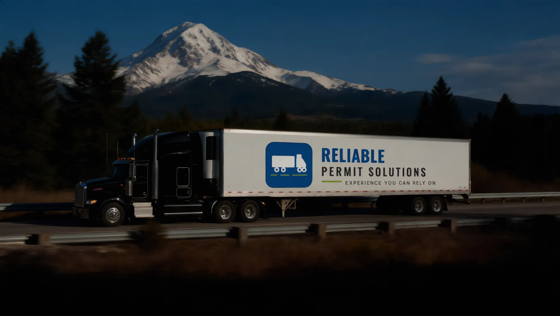 Reliable Permit Solutions trailer in the Rocky Mountains